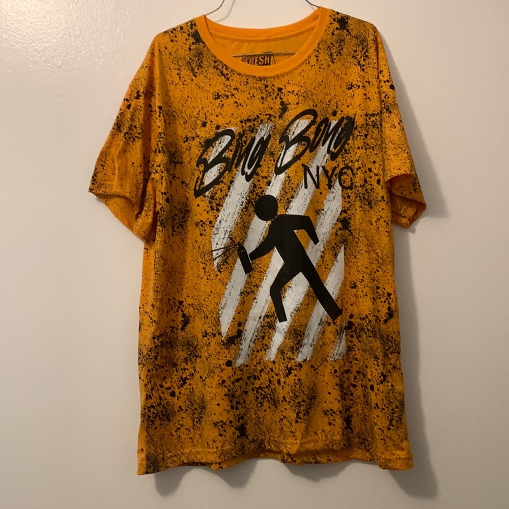 fresh laundry xl t shirt orange gold and black bing boing nyc